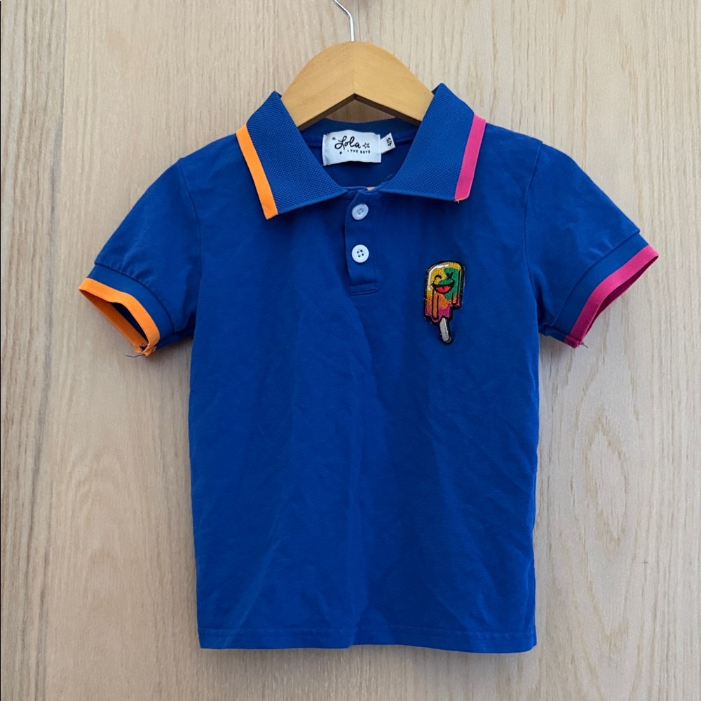 Lola + The Boys Royal Blue Polo with Orange and Pink Trim